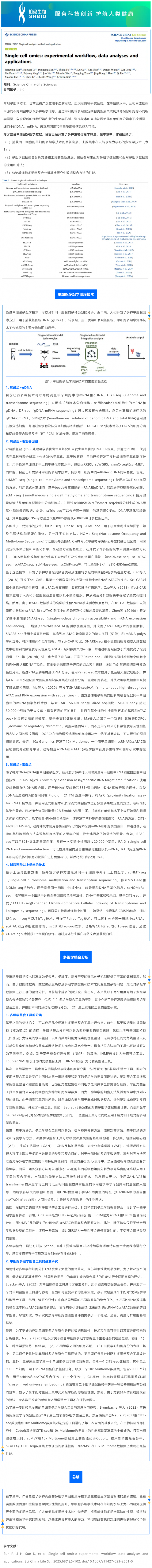时空组学研究进展（六）| 单细胞多组学测序技术